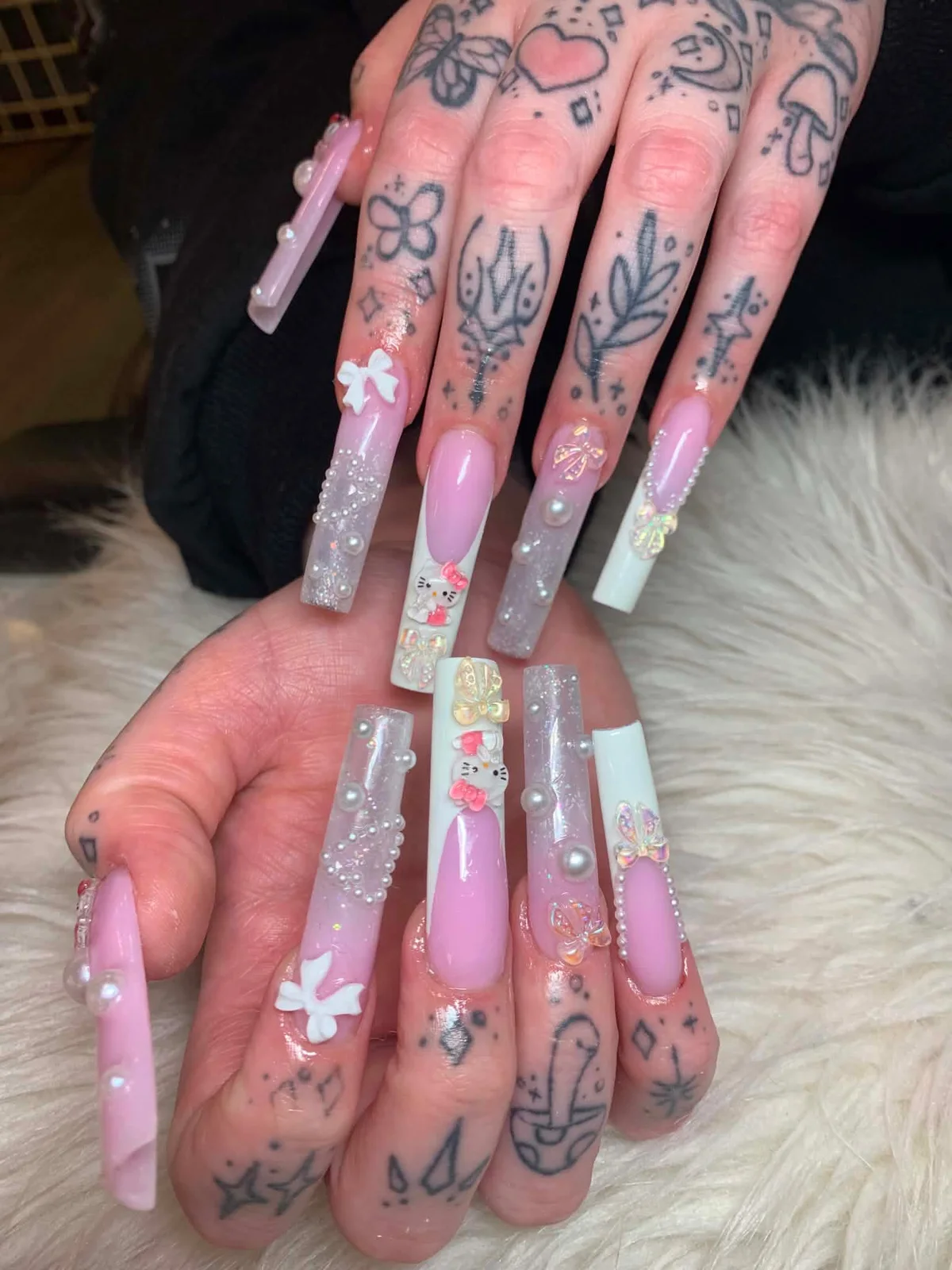 Kawaii Pink custom nail set by Doris Nails Lounge